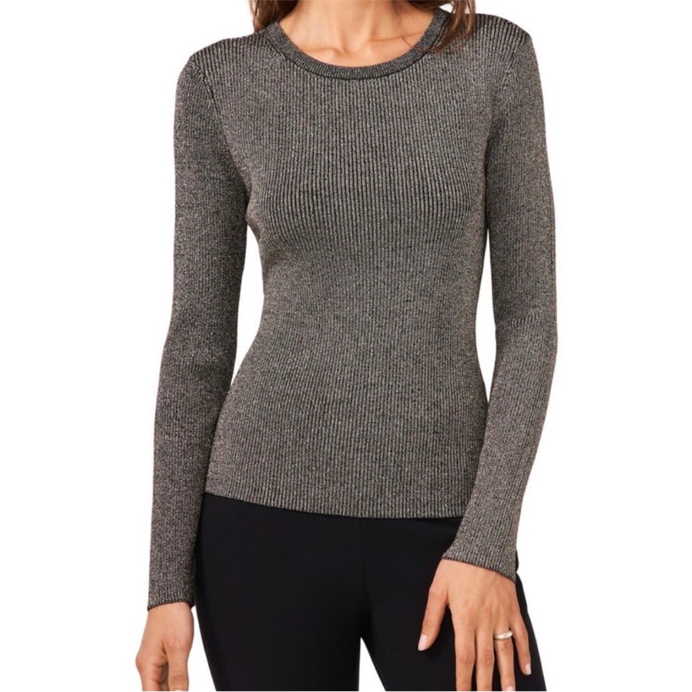 Ribbed Long-Sleeve Crewneck Sweater - Gray